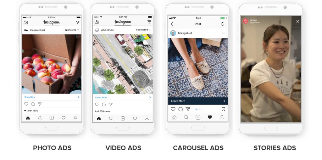 types publicités instagram