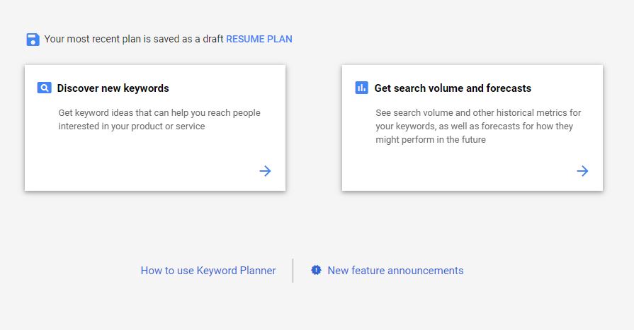 google keyword planner